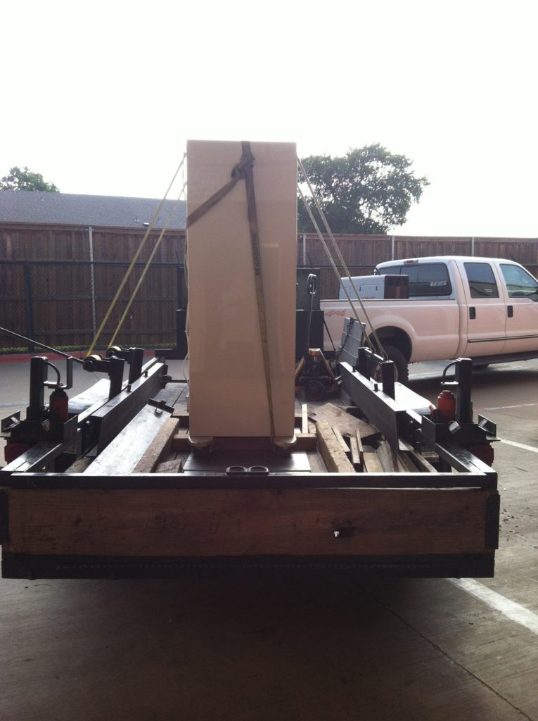 Fort Knox gun safe strapped to our safe moving trailer attached to our truck 2