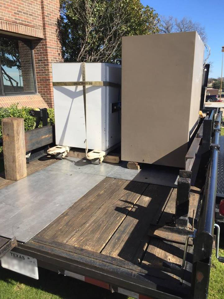Hamilton and Diebold bank safes loaded on the trailer