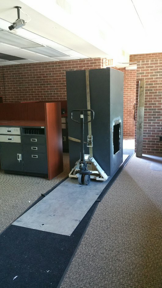bank move 11 - Today we removed from a bank that closed a TL-15 rated night depository safe, a TL15 rated cash safe and all of the safe deposit boxes from the vault