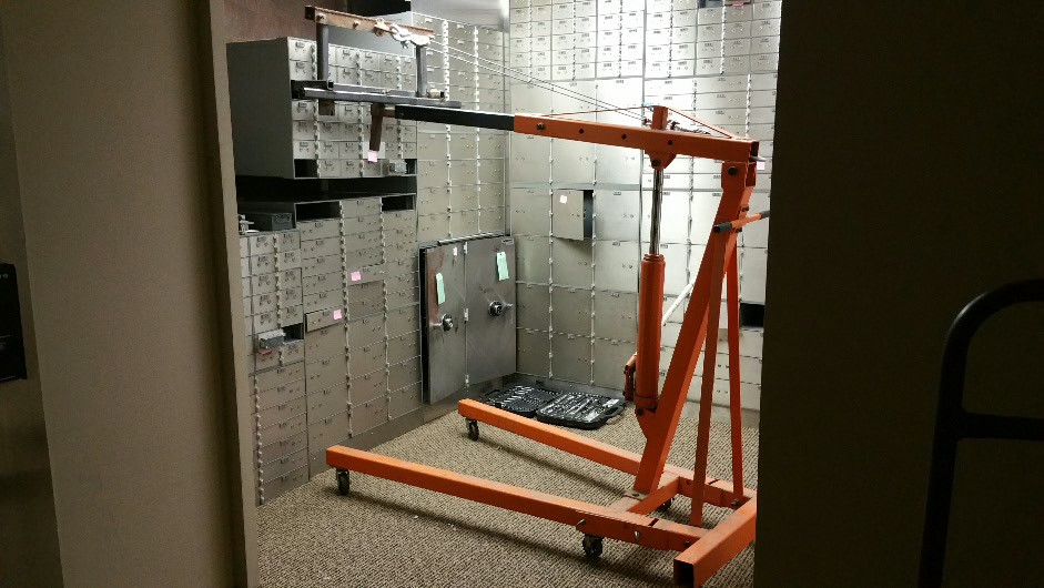 bank move 27 - Today we removed from a bank that closed a TL-15 rated night depository safe, a TL15 rated cash safe and all of the safe deposit boxes from the vault