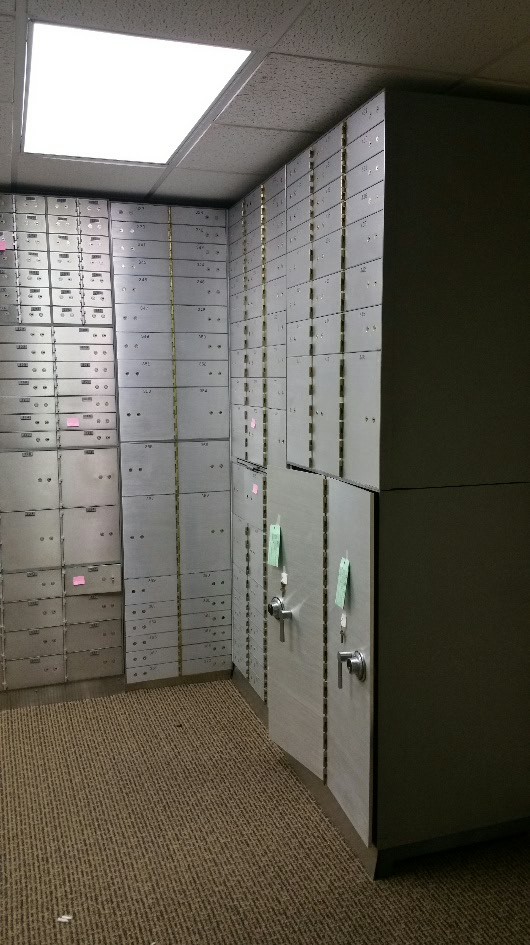 bank move 5 - Today we removed from a bank that closed a TL-15 rated night depository safe, a TL15 rated cash safe and all of the safe deposit boxes from the vault