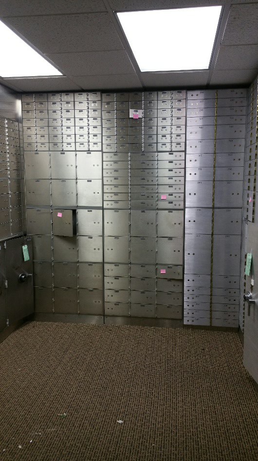 bank move 6 - Today we removed from a bank that closed a TL-15 rated night depository safe, a TL15 rated cash safe and all of the safe deposit boxes from the vault